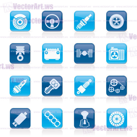 Different kind of car parts icons - vector icon set