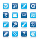 Different kind of car parts icons - vector icon set