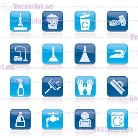 Cleaning and hygiene icons - vector icon set