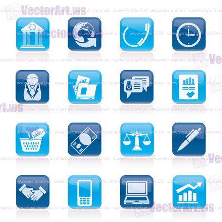 Business and office objects icons - vector icon set