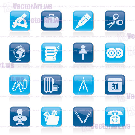 Business and office objects icons - vector icon set