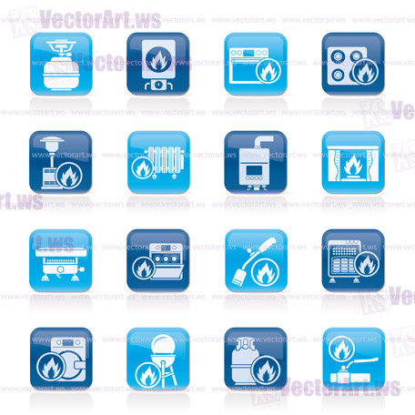Household Gas Appliances icons - vector icon set