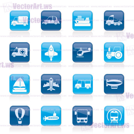 Different kind of transportation icons - vector icon set