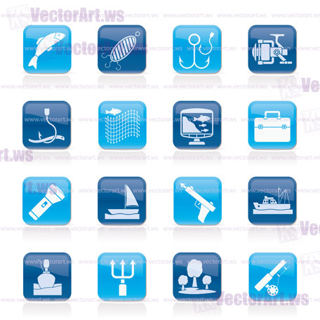 Fishing industry icons - vector icon set