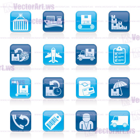 Cargo, shipping and delivery icons - vector icon set