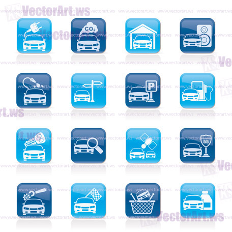 Car and road services icons - vector icon set