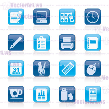 Business and office equipment icons - vector icon set
