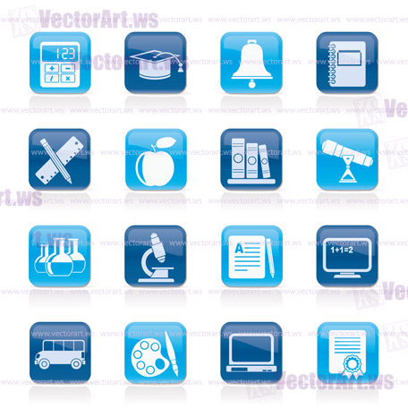 Education and school objects icons - vector icon set