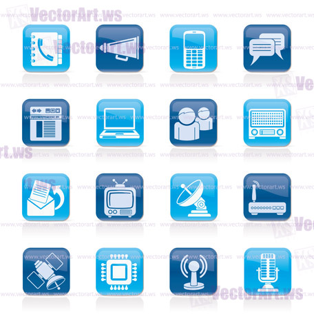 Communication, connection  and technology icons - vector icon set