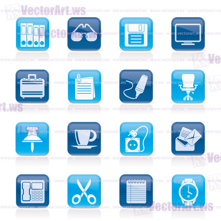 Business and office objects icons - vector icon set