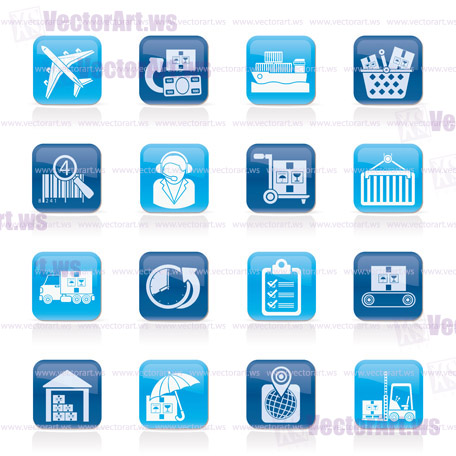 Cargo, logistic and shipping icons - vector icon set