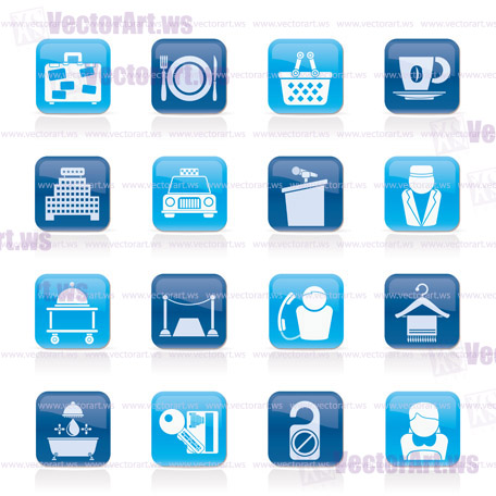 Hotel and motel services icons - vector icon set