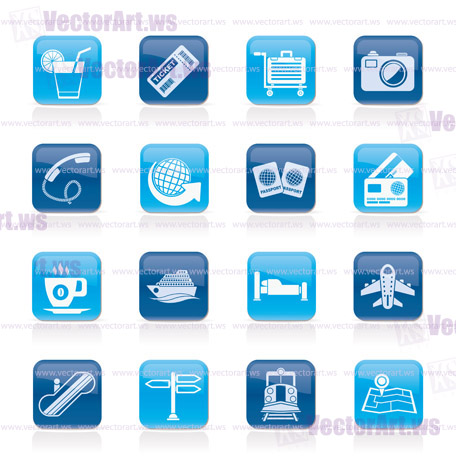 Travel and vacation icons - vector icon set