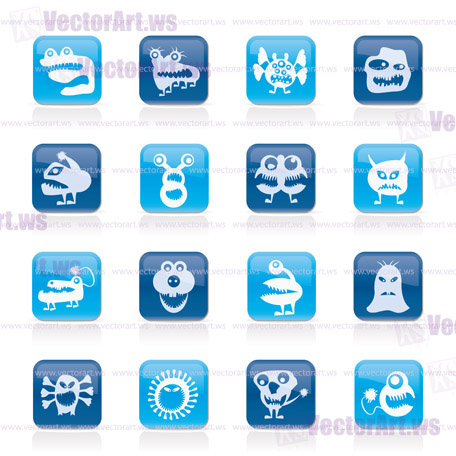 various abstract monsters illustration - vector icon set