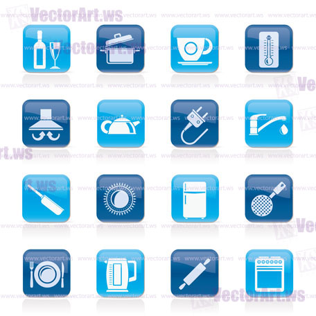 kitchen objects and accessories icons- vector icon set