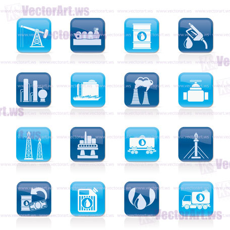 Petrol and oil industry icons - vector icon set