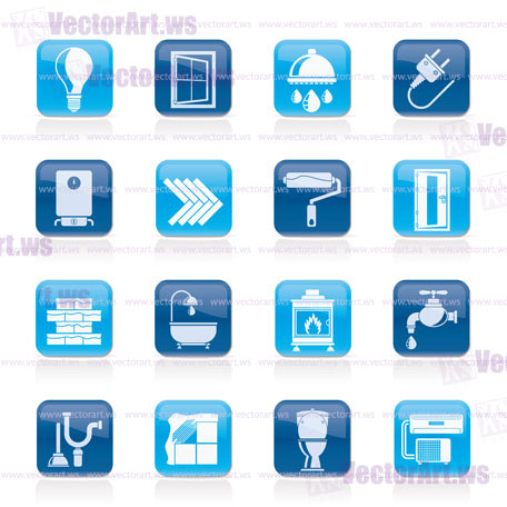 Construction and home renovation icons - vector icon set