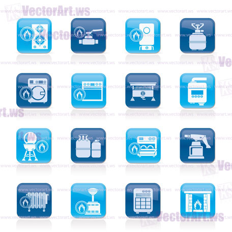 Household Gas Appliances icons - vector icon set