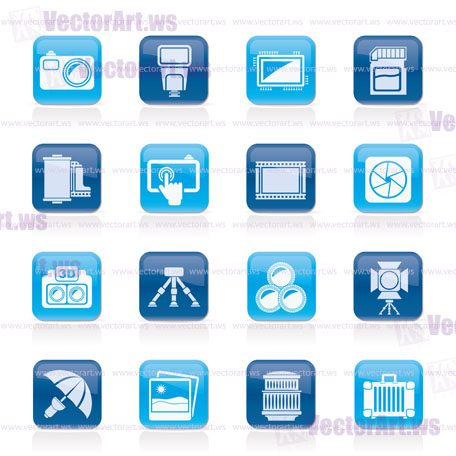 Photography equipment icons - vector icon set