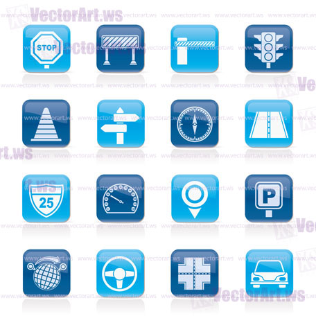 Road and Traffic Icons - vector icon set