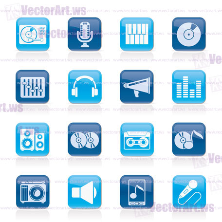 Music and audio equipment icons - vector icon set