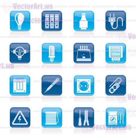 Electrical devices and equipment icons - vector icon set