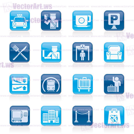 Airport, travel and transportation icons -  vector icon set 1