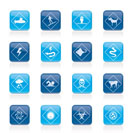 Warning Signs for dangers in sea, ocean, beach and rivers - vector icon set 2