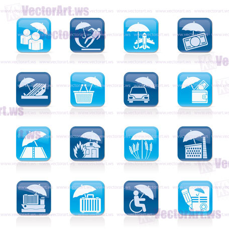 insurance, risk and business icons - vector icon set