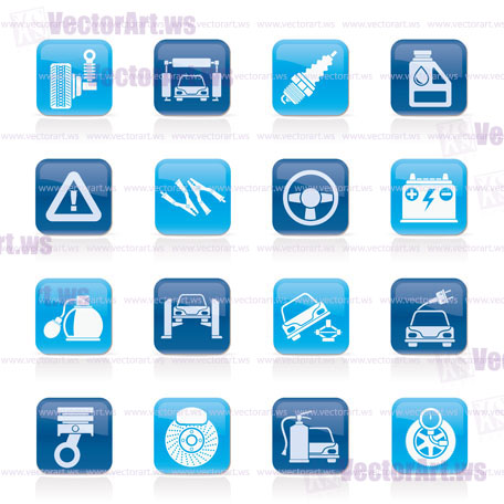 Car and road services icons - vector icon set