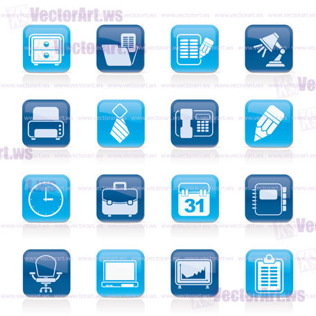 Business and office equipment icons - vector icon set