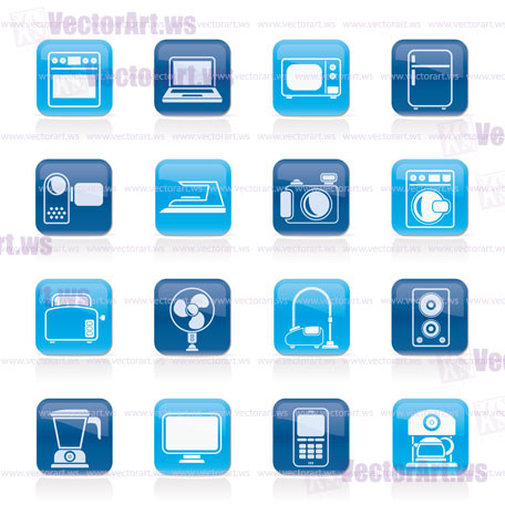 household appliances and electronics icons - vector, icon set