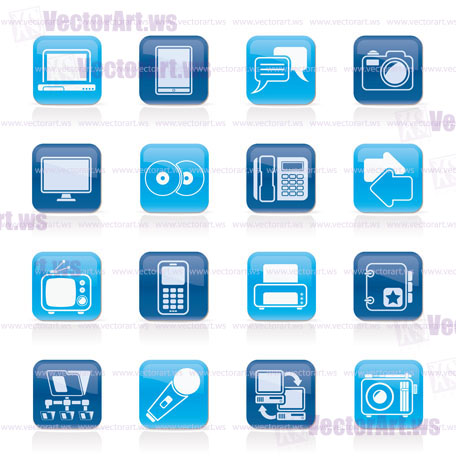 Communication and connection technology icons - vector icon set