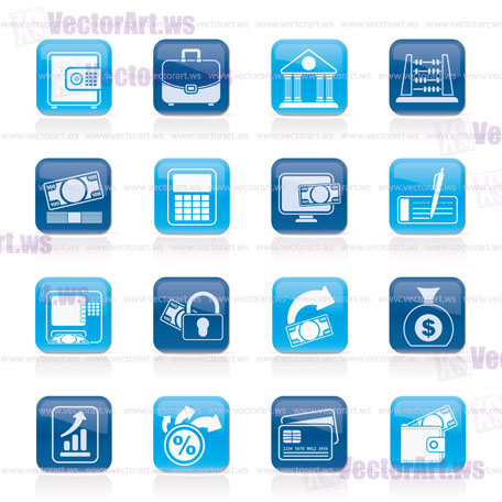 Bank, business and finance icons - vector icon set