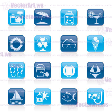Summer and beach icons - vector icon set