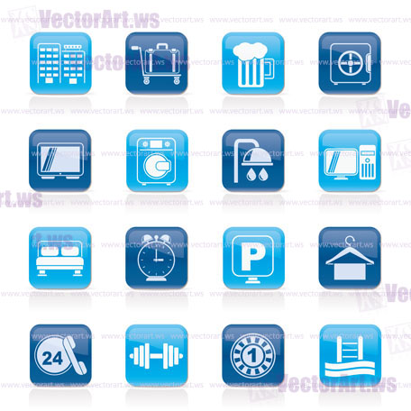 Hotel and motel icons - Vector icon Set