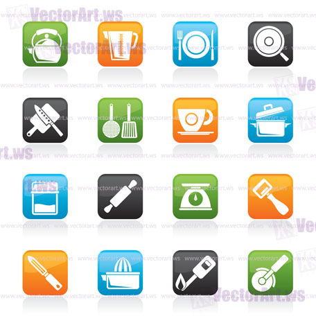 kitchen gadgets and equipment icons - vector icon set