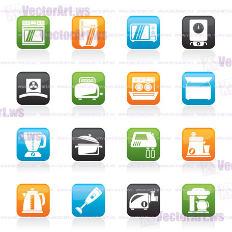 kitchen appliances  and equipment icons - vector icon set