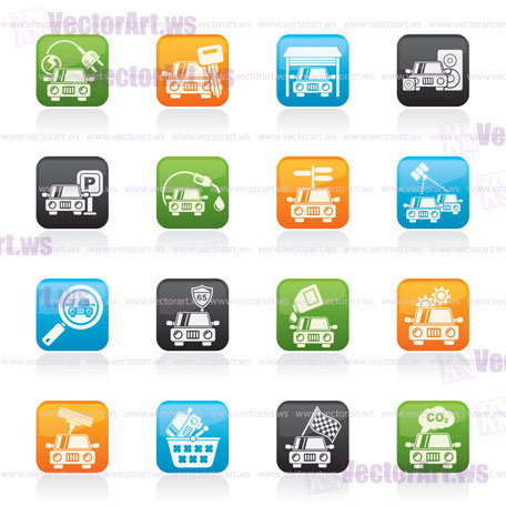 Car and road services icons - vector icon set