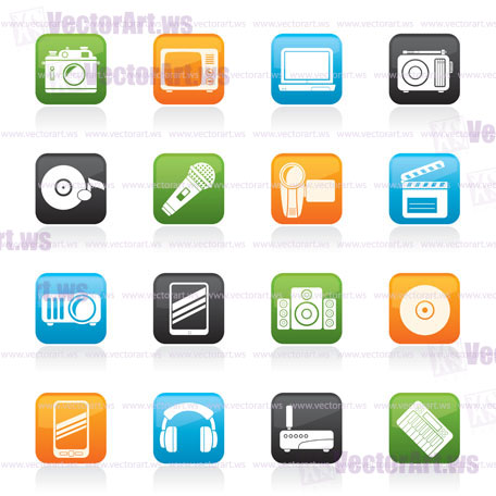 Media and technology icons - vector icon set