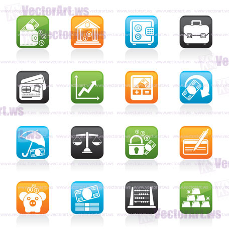 Business, finance and bank icons - vector icon set