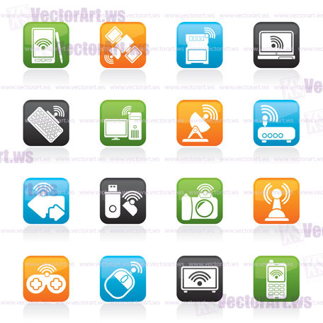 Wireless and communications icons - vector icon set