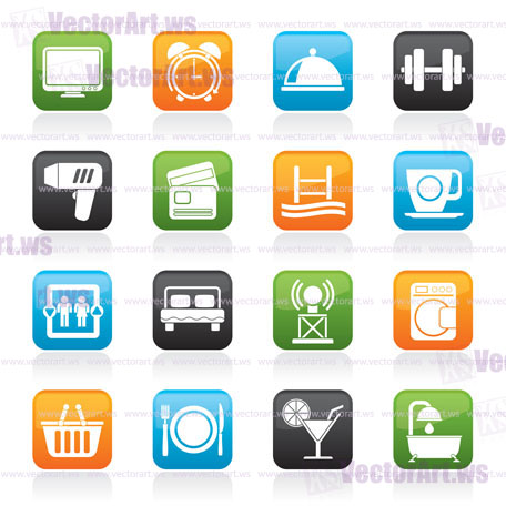 Hotel and Motel facilities icons - vector icon set