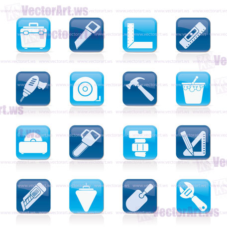 Construction objects and tools icons- vector icon set