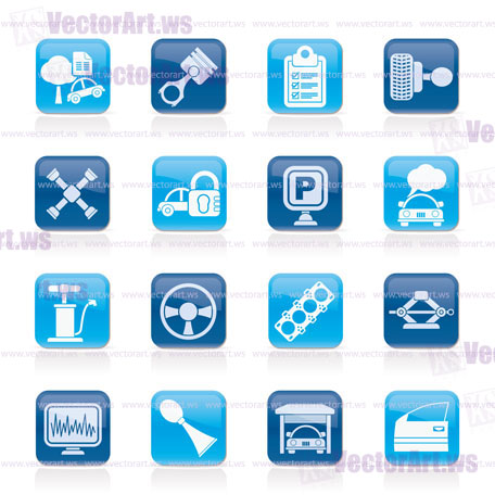 Car parts and services icons - vector icon set 2