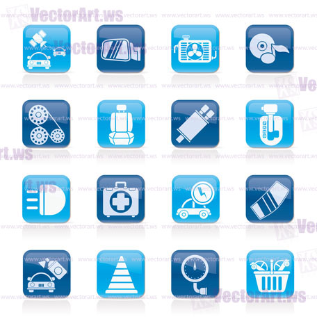 Car parts and services icons - vector icon set 3