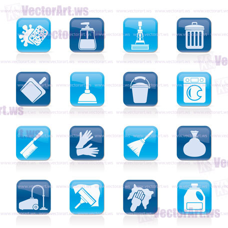 Cleaning and hygiene icons - vector icon set