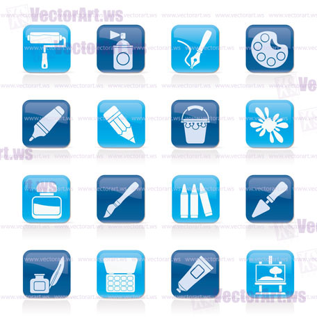 Painting and art object icons - vector icon set