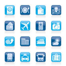 travel, transportation and vacation icons - vector icon set