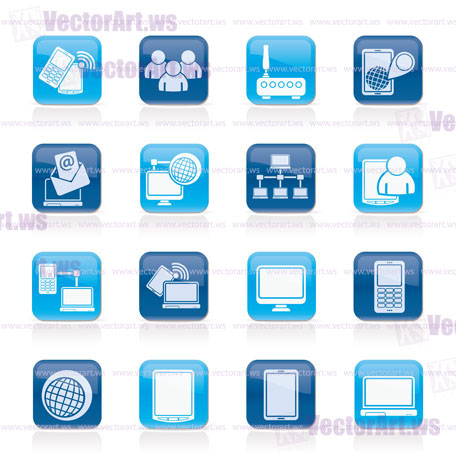 Communication and technology equipment icons - vector icon set